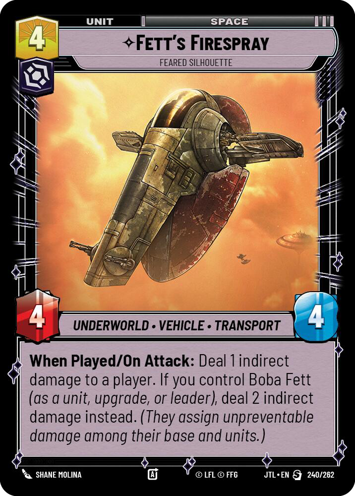 Fett's Firespray, Feared Silhouette, Jump to Lightspeed Card Art