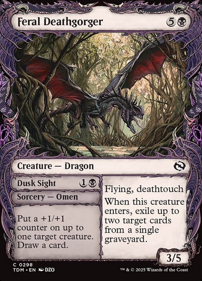 Feral Deathgorger // Dusk Sight, Tarkir: dragonstorm Card Art