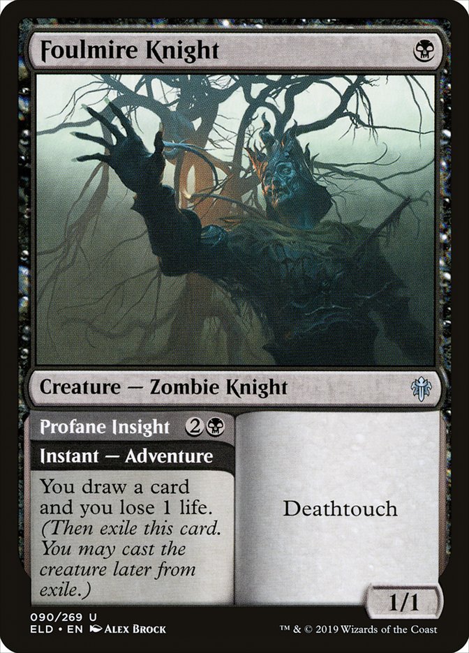 Foulmire Knight // Profane Insight, Throne of eldraine Card Art