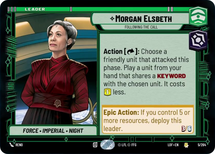 Morgan Elsbeth, Following the Call, Legends of the Force Card Art