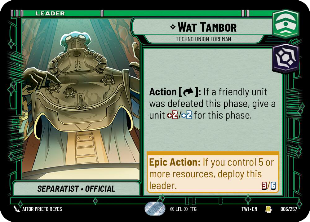 Wat Tambor, Techno Union Foreman, Twilight of the Republic Card Art