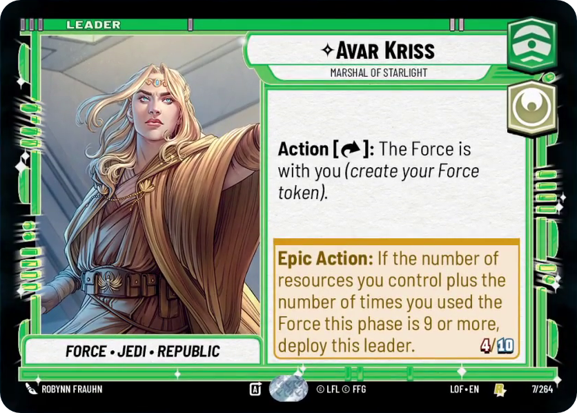 Avar Kriss, Marshal of Starlight, Legends of the Force Card Art