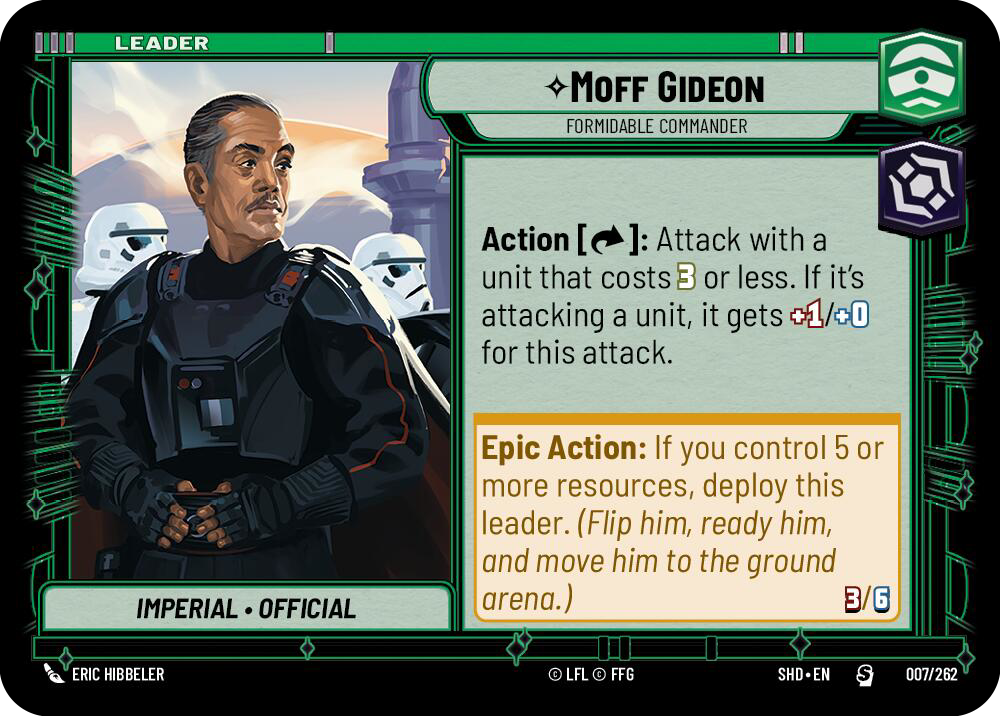 Moff Gideon, Formidable Commander, Shadows of the Galaxy Card Art
