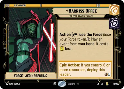 Barriss Offee, We Have Become Villains, Legends of the Force Card Art