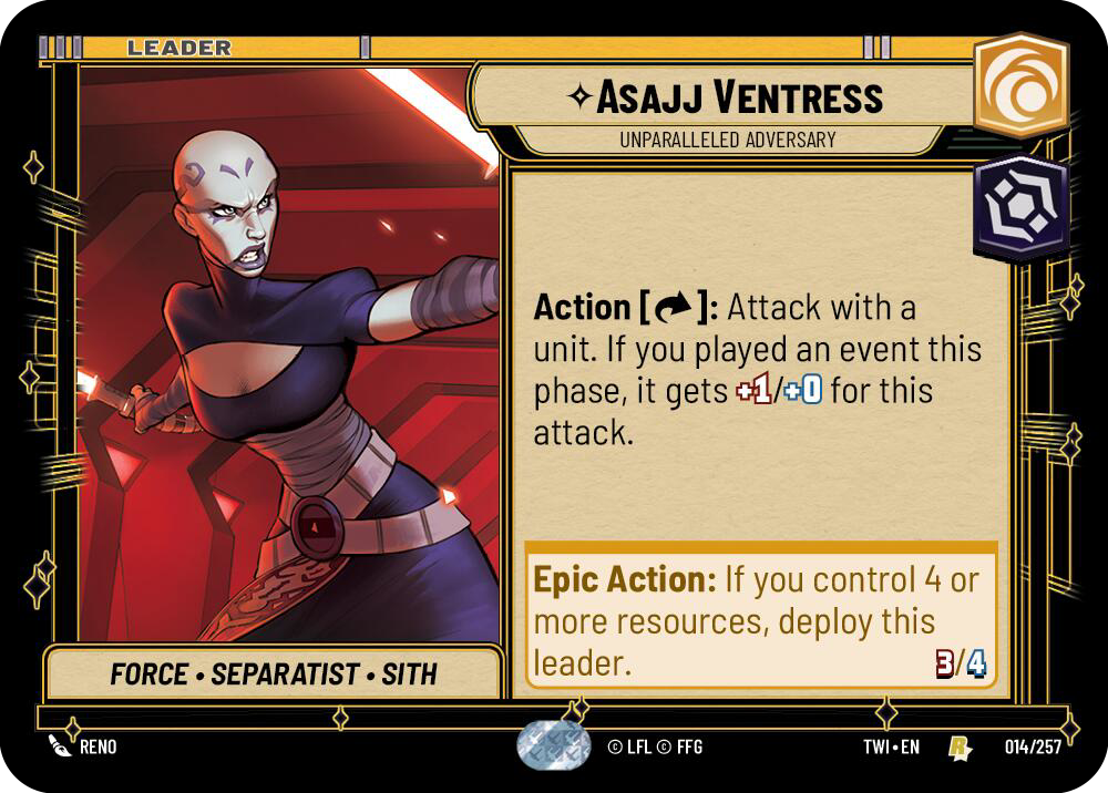 Asajj Ventress, Unparalleled Adversary, Twilight of the Republic Card Art