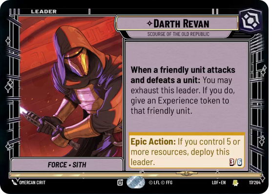 Darth Revan, Scourge of the Old Republic, Legends of the Force Card Art