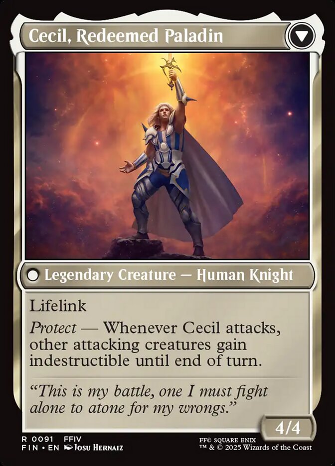 Cecil, Dark Knight // Cecil, Redeemed Paladin, Final fantasy Card Art