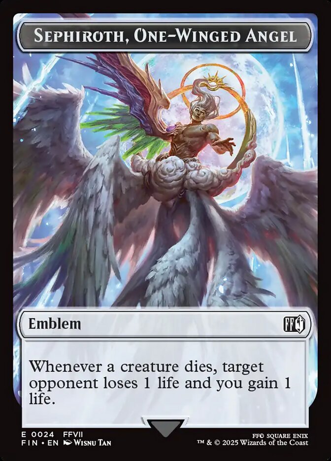 Sephiroth, One-Winged Angel Emblem, Final fantasy tokens Card Art