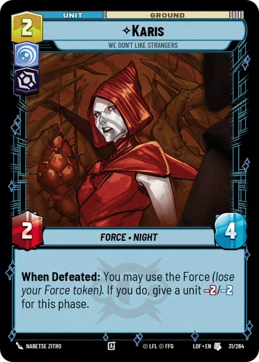 Karis, We Don't Like Strangers, Legends of the Force Card Art