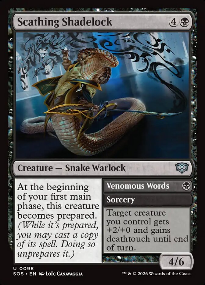 Scathing Shadelock // Venomous Words, Secrets Of Strixhaven Card Art