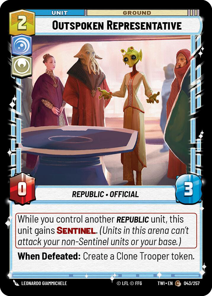 Outspoken Representative, Twilight of the Republic Card Art