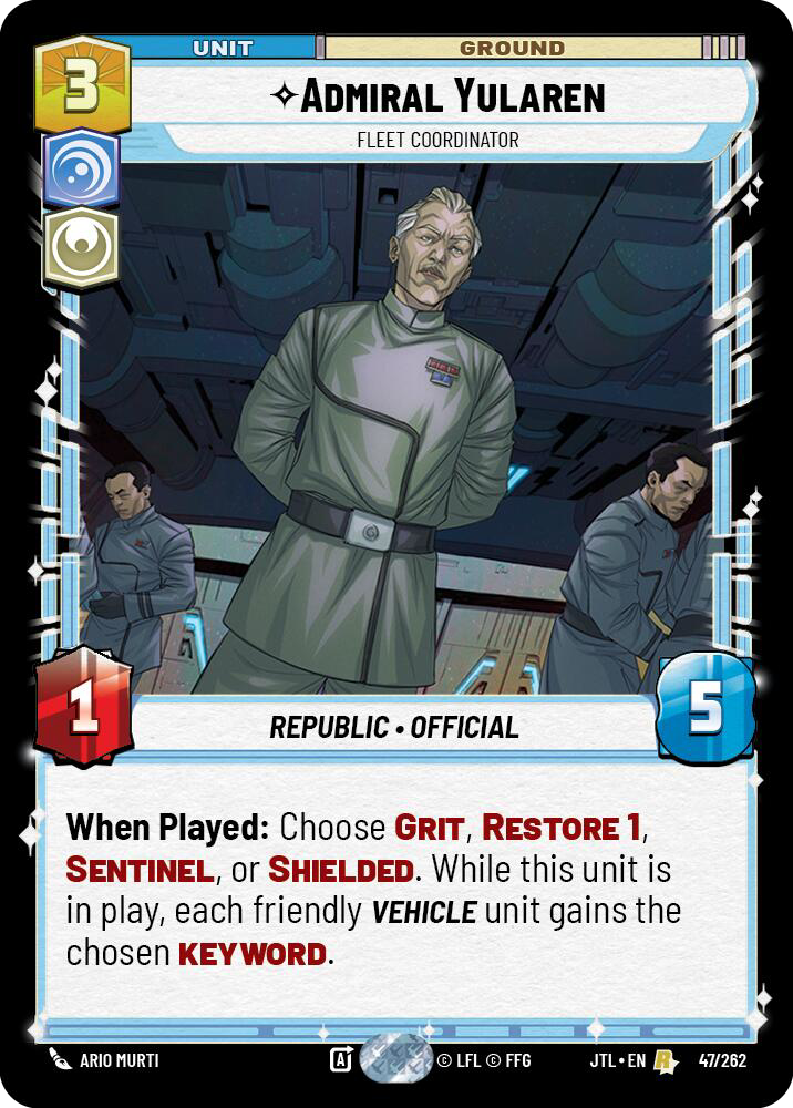 Admiral Yularen, Fleet Coordinator, Jump to Lightspeed Card Art