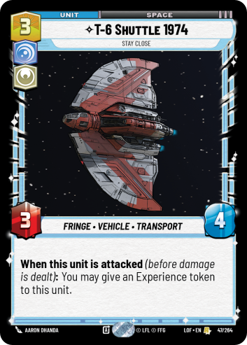 T-6 Shuttle 1974, Stay Close, Legends of the Force Card Art