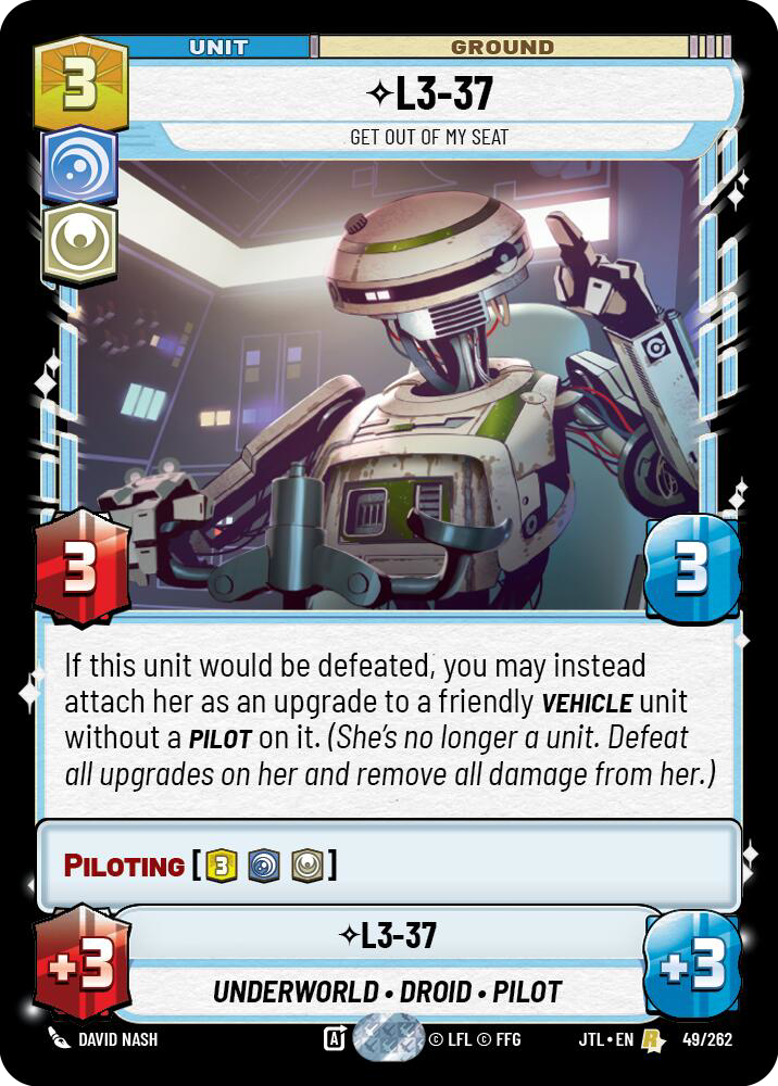 L3-37, Get Out Of My Seat, Jump to Lightspeed Card Art