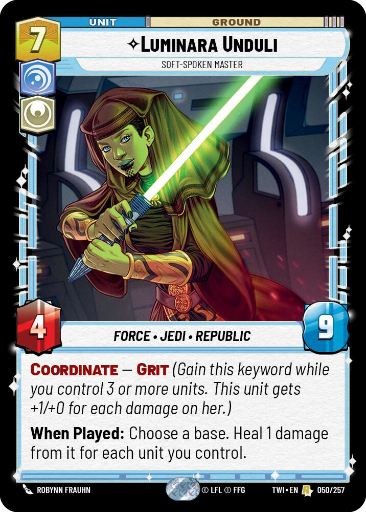 Luminara Unduli, Soft-Spoken Master, Twilight of the Republic Card Art