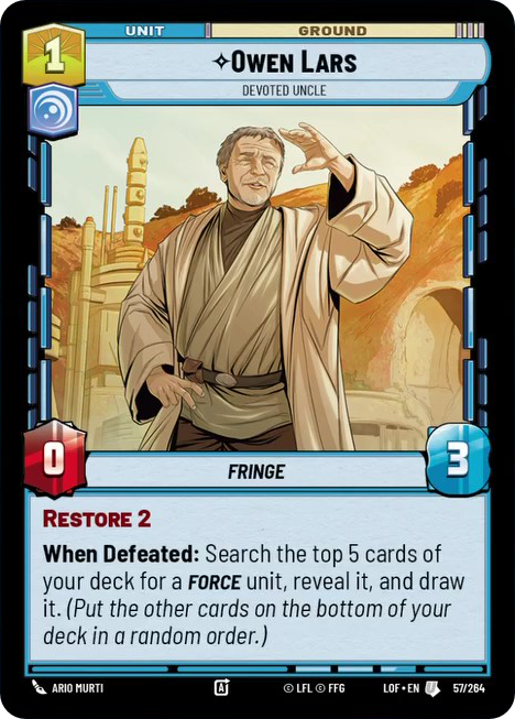 Owen Lars, Devoted Uncle, Legends of the Force Card Art