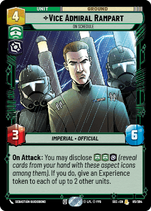 Vice Admiral Rampart, On Schedule