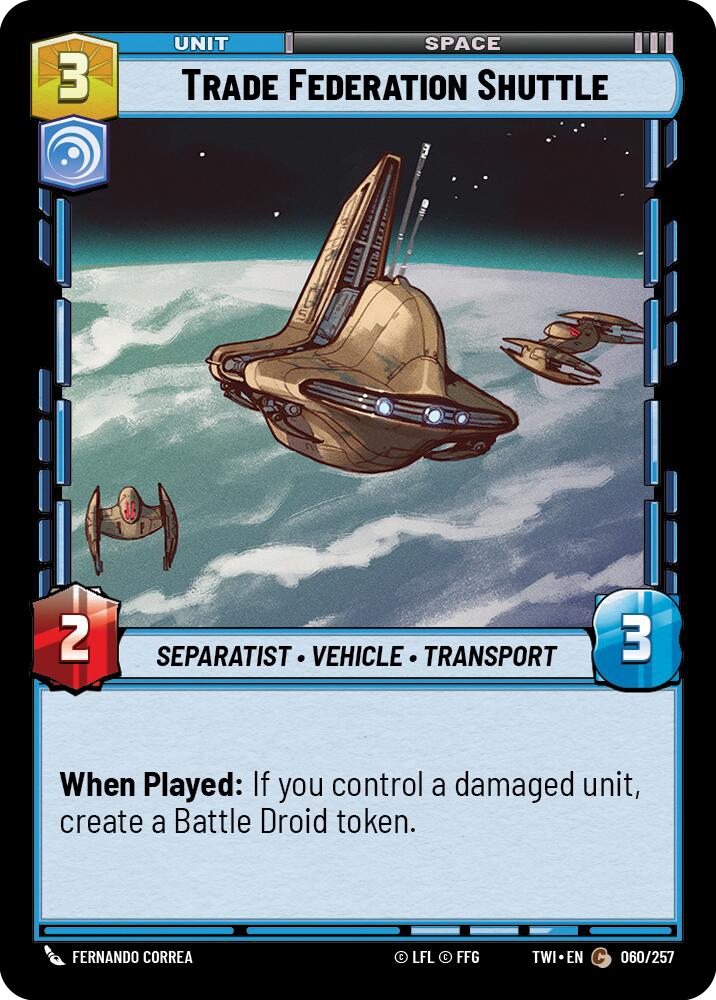 Trade Federation Shuttle, Twilight of the Republic Card Art