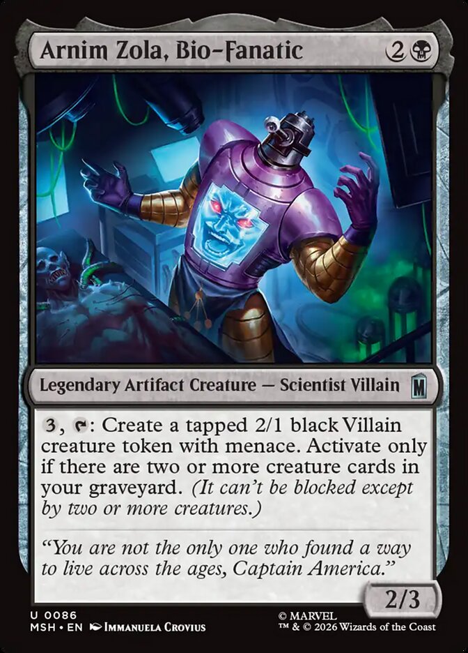 Arnim Zola, Bio-Fanatic, Marvel Super Heroes Card Art