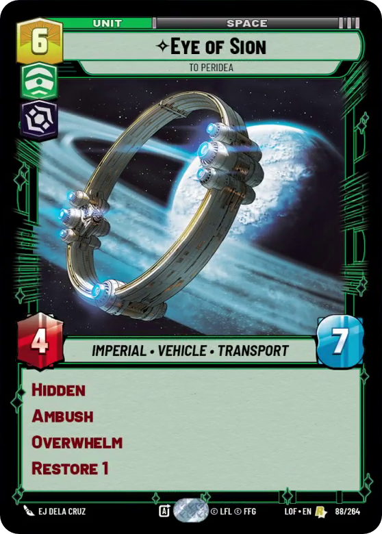 Eye of Sion, To Peridea, Legends of the Force Card Art