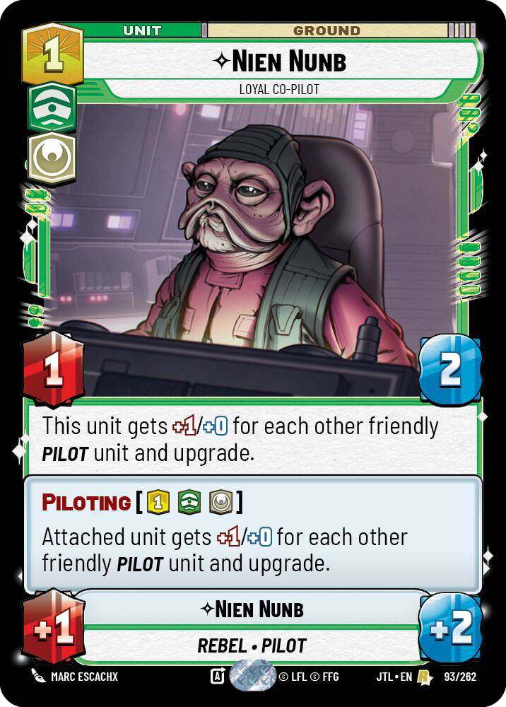 Nien Nunb, Loyal Co-Pilot, Jump to Lightspeed Card Art