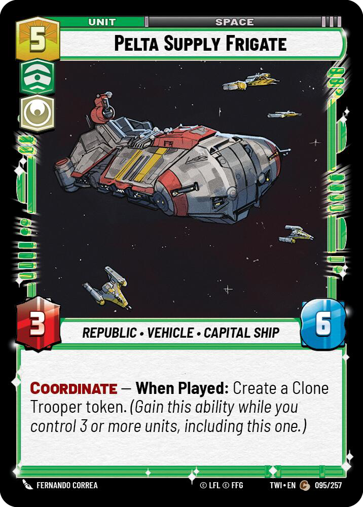 Pelta Supply Frigate, Twilight of the Republic Card Art