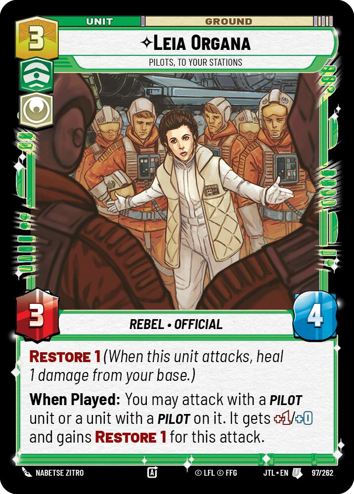 Leia Organa, Pilots, To Your Stations, Jump to Lightspeed Card Art
