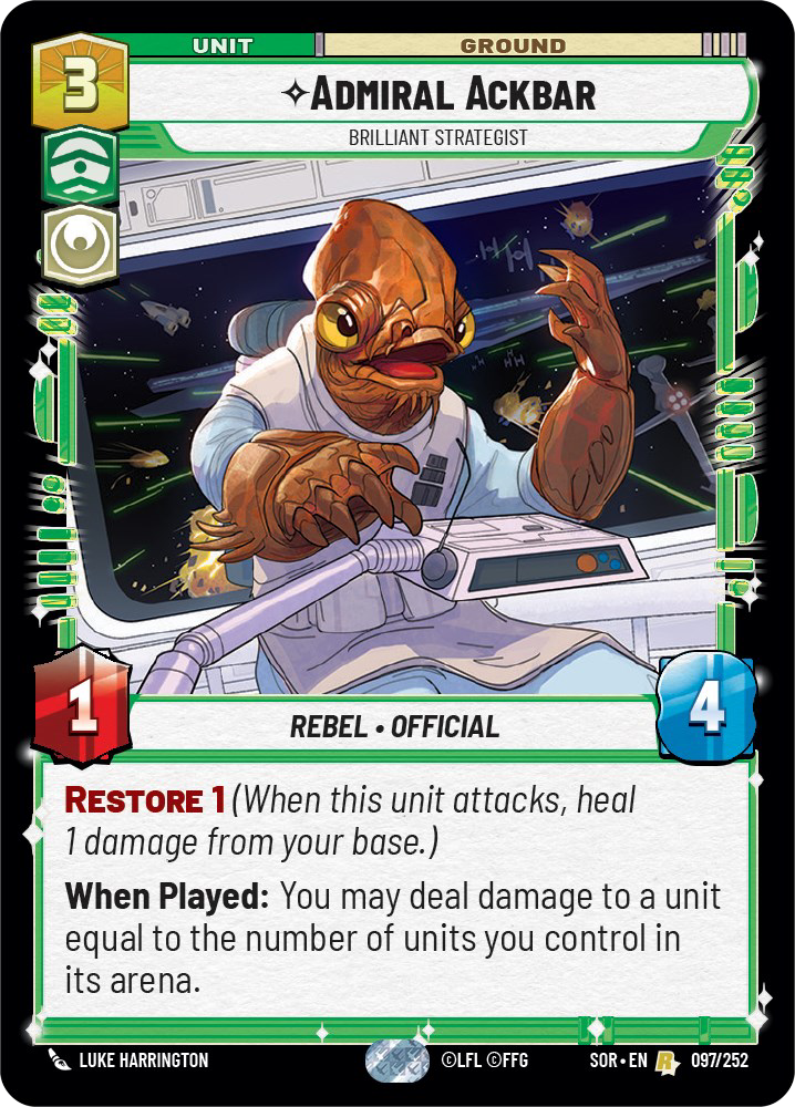 Admiral Ackbar, Brilliant Strategist, Spark of Rebellion Card Art