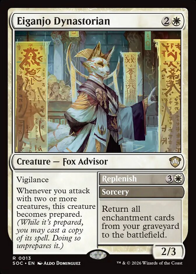 Eiganjo Dynastorian // Replenish, Secrets Of Strixhaven Commander Card Art