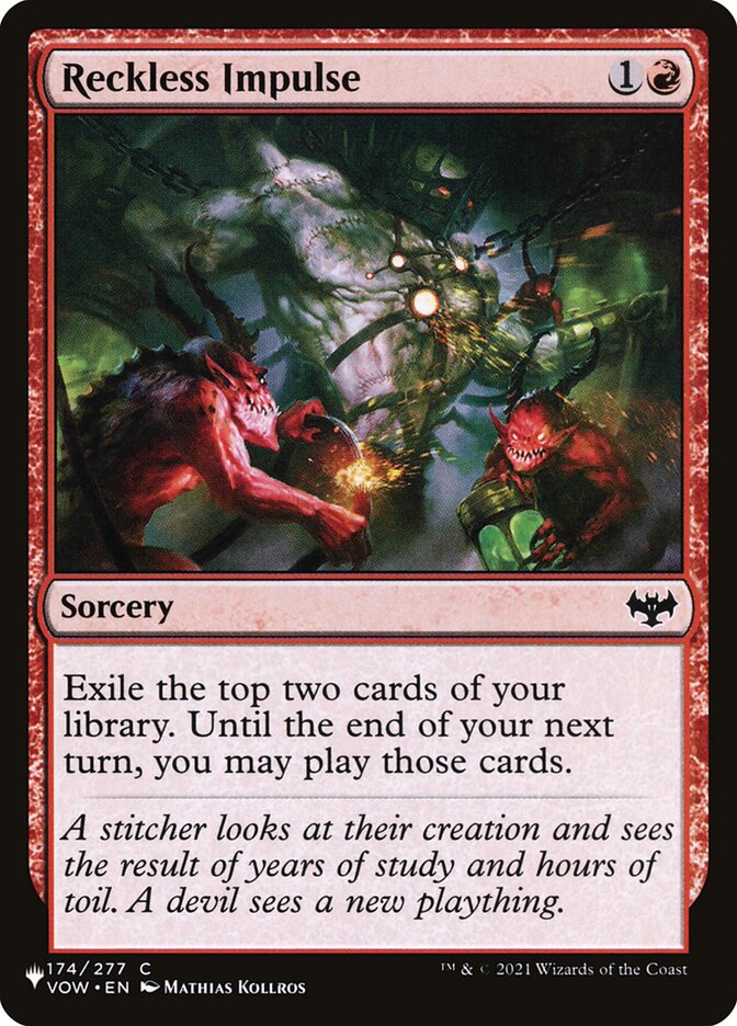 Reckless Impulse, The List Card Art