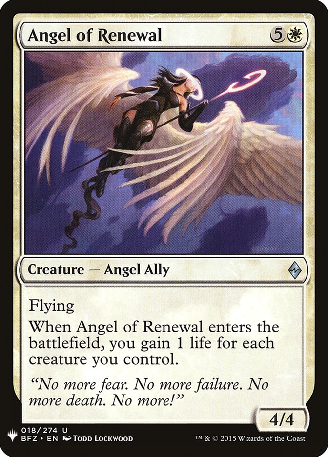 Angel of Renewal, The List Card Art