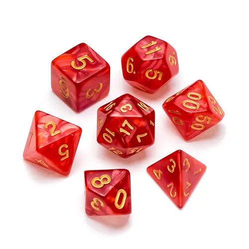 Greifenfels - Dice - Pearl Series - Red/Gold