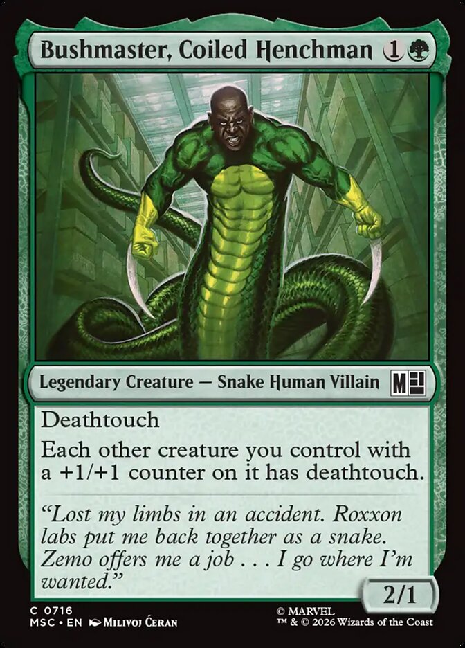 Bushmaster, Coiled Henchman, Marvel Super Heroes Commander Card Art