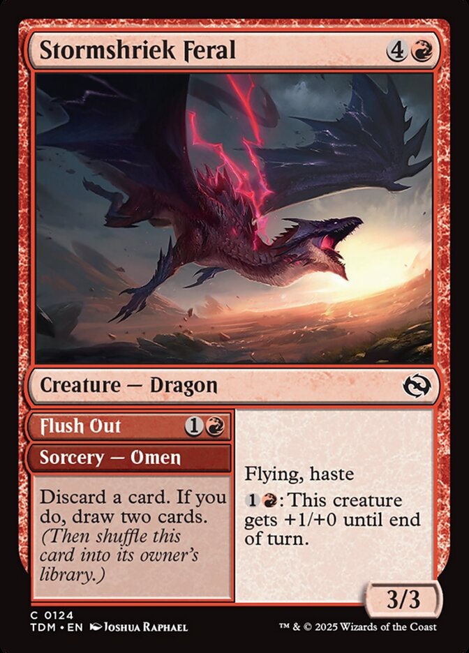 Stormshriek Feral // Flush Out, Tarkir: dragonstorm Card Art