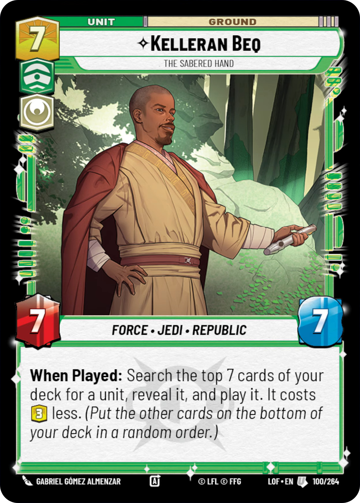 Kelleran Beq, The Sabered Hand, Legends of the Force Card Art