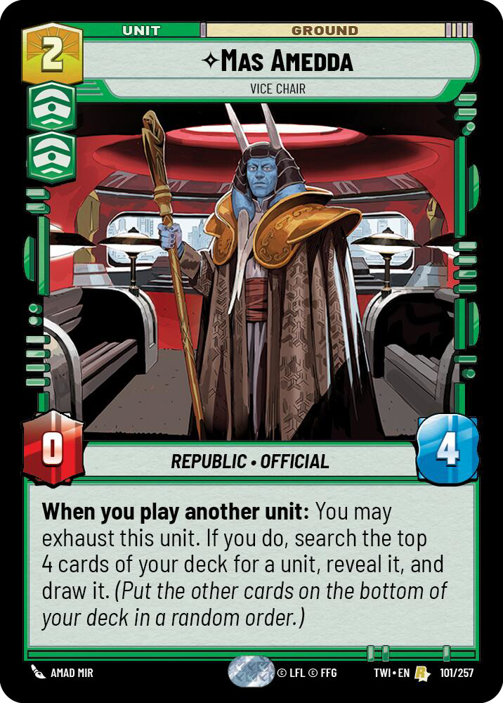 Mas Amedda, Vice Chair, Twilight of the Republic Card Art