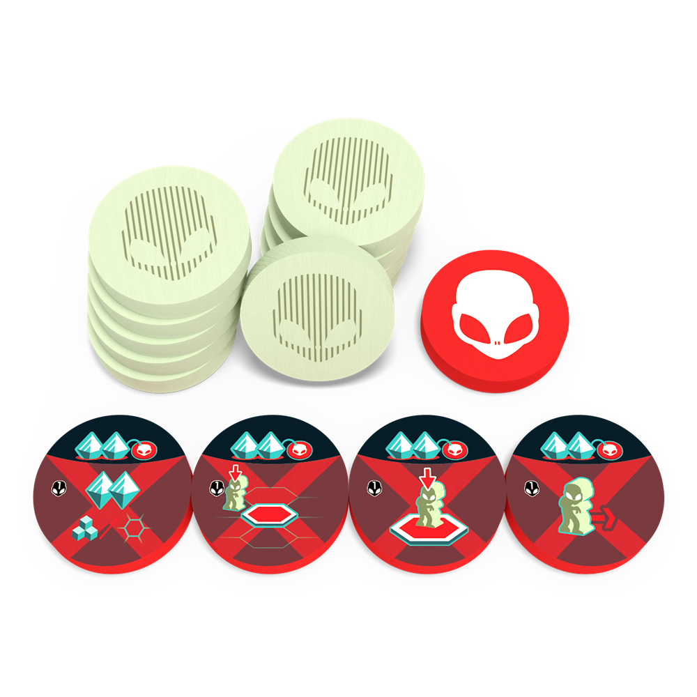 On Mars - Expansion - Alien Invasion: Wooden Alien Tokens
