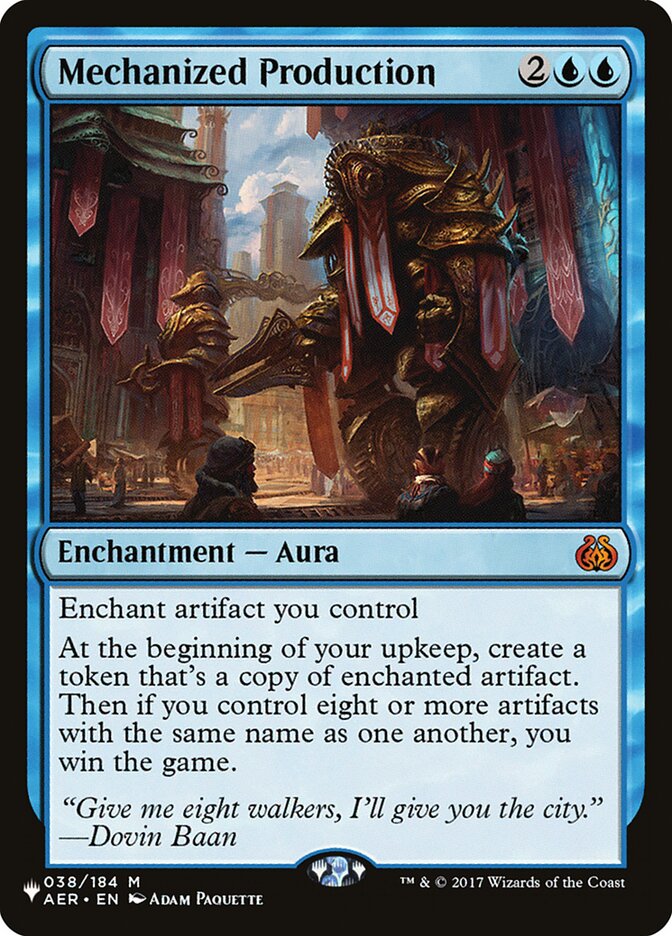 Mechanized Production, The List Card Art