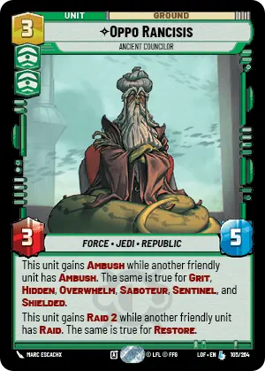 Oppo Rancisis, Ancient Councilor, Legends of the Force Card Art
