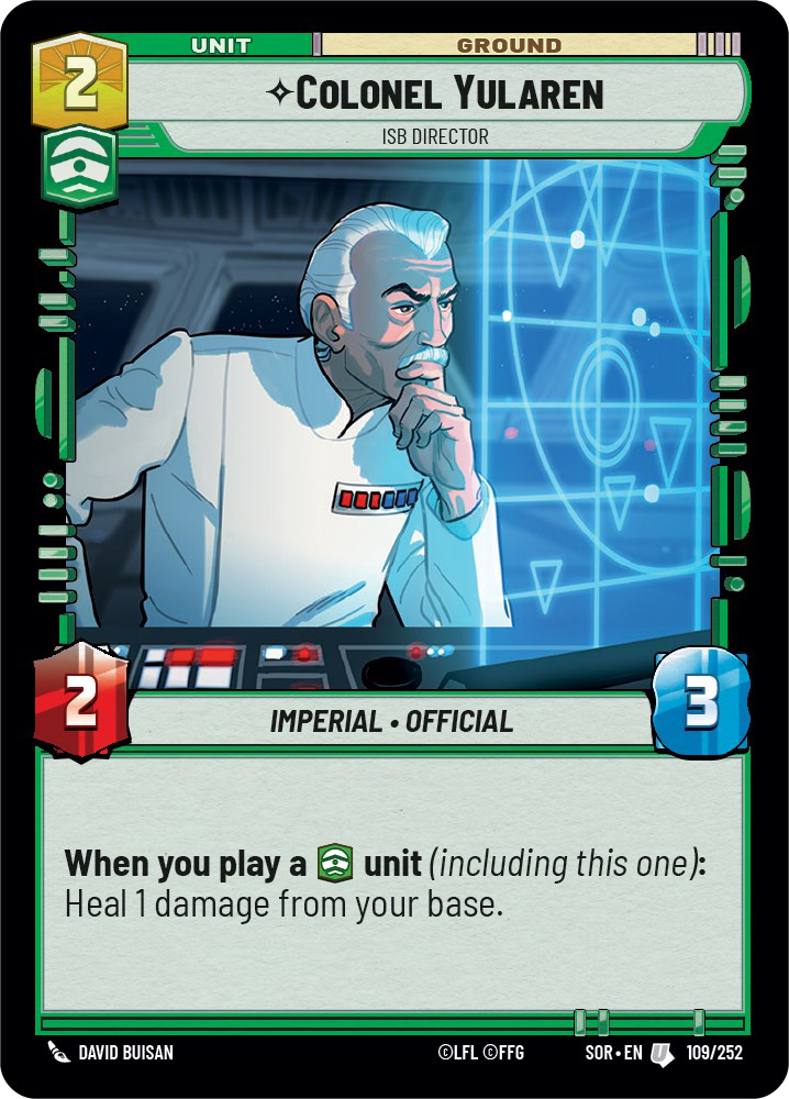 Colonel Yularen, ISB Director, Spark of Rebellion Card Art