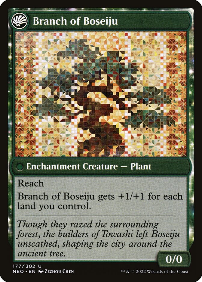 Boseiju Reaches Skyward // Branch of Boseiju, Kamigawa: neon dynasty Card Art