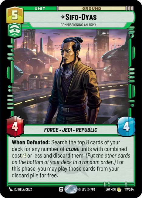 Sifo-Dyas, Commissioning An Army, Legends of the Force Card Art