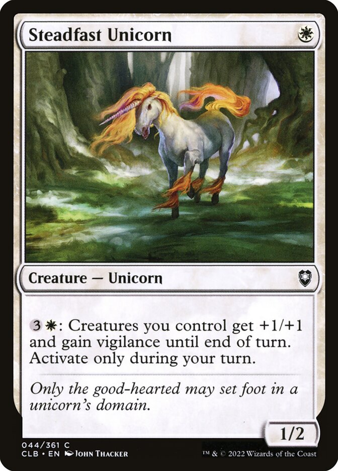 Steadfast Unicorn, Commander legends: battle for baldur's gate Card Art