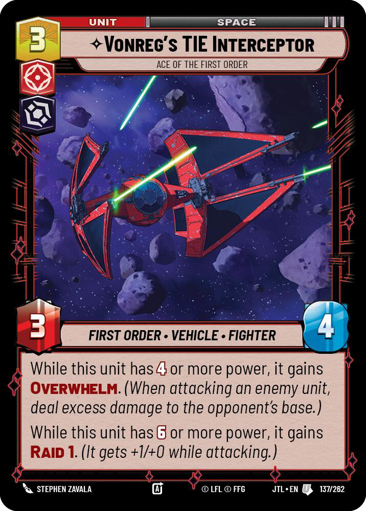 Vonreg's TIE Interceptor, Ace of the First Order, Jump to Lightspeed Card Art