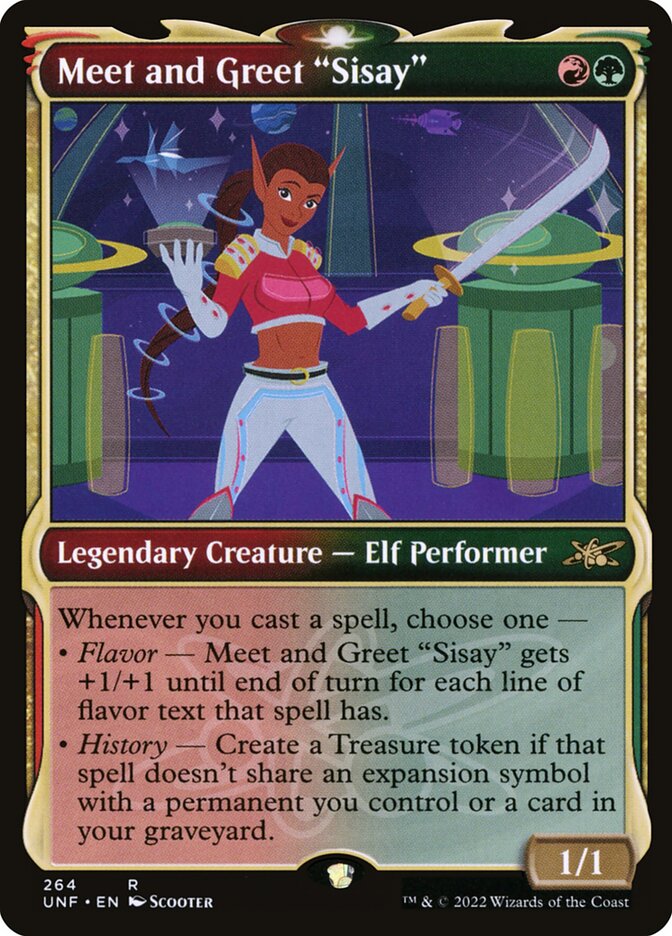 Meet and Greet "Sisay", Unfinity Card Art