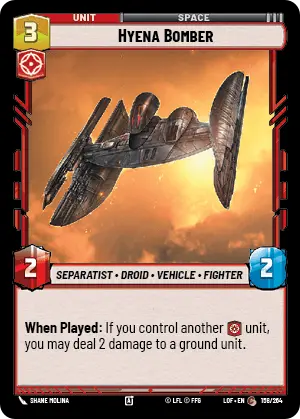 Hyena Bomber, Legends of the Force Card Art