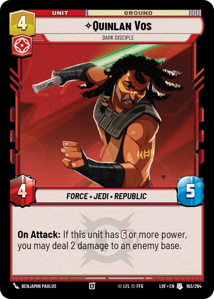 Quinlan Vos, Dark Disciple, Legends of the Force Card Art
