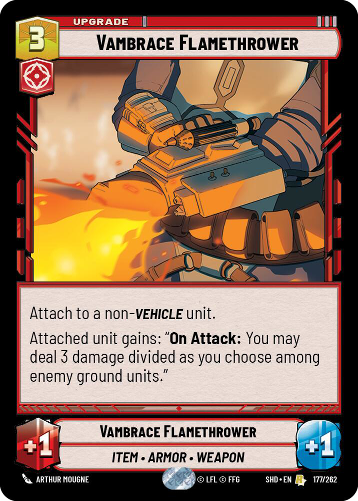 Vambrace Flamethrower, Shadows of the Galaxy Card Art