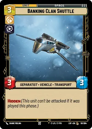 Banking Clan Shuttle, Legends of the Force Card Art
