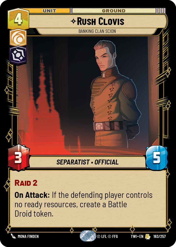 Rush Clovis, Banking Clan Scion, Twilight of the Republic Card Art